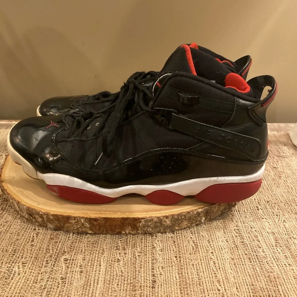 Nike Jordan 6 Rings‎ Black Varsity Red Size 12 rare 322992-062 Basketball Shoe